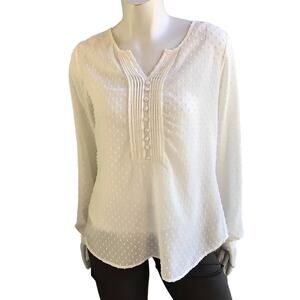 Brixton Ivy Cream Embroidered Blouse Long Sleeve Shirt Women's Size Medium